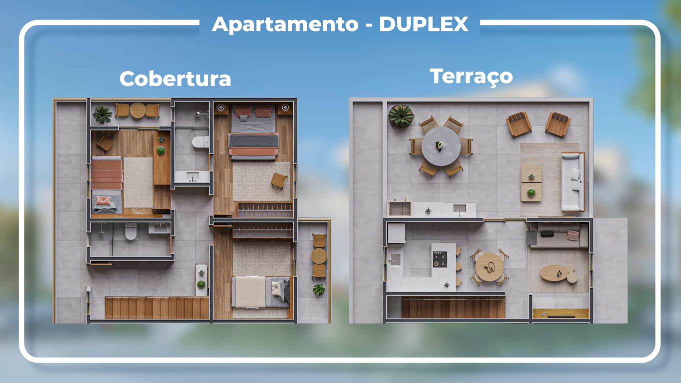 Planta do apartamento duplex — cobertura e terraço